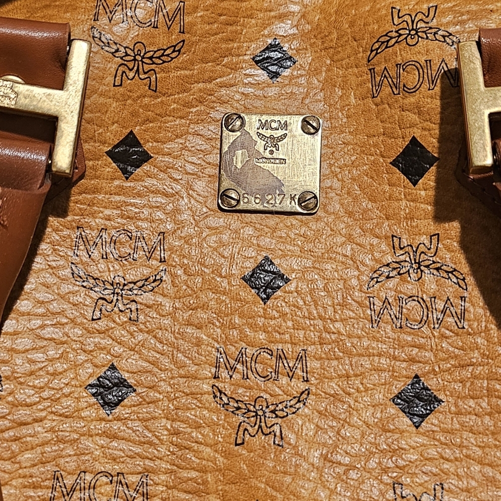 MCM Women's Tan Leather Boston Satchel - Picture 11 of 16